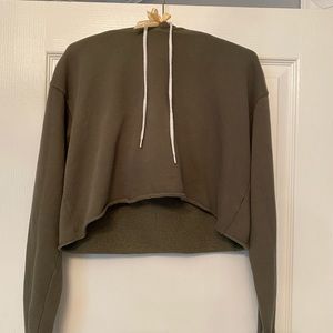 Army green cropped hoodie